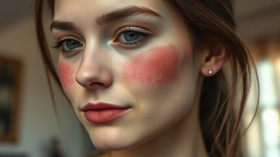Close-up of a woman with reddish skin patches, highlighting differences between reactive and sensitive skin.