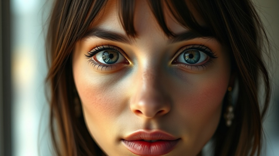 Close-up portrait showcasing digital alterations for smile lip surgery.