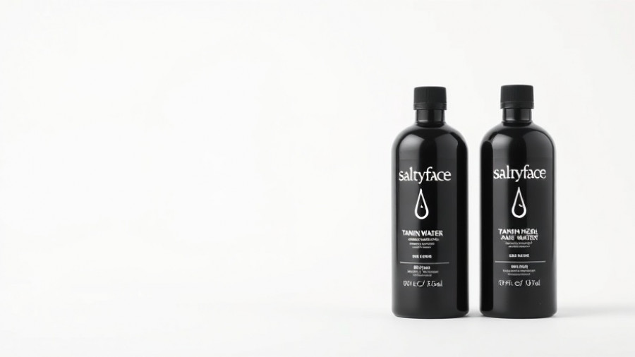 Sleek black Saltyface Tanning Water bottles in minimalist style.