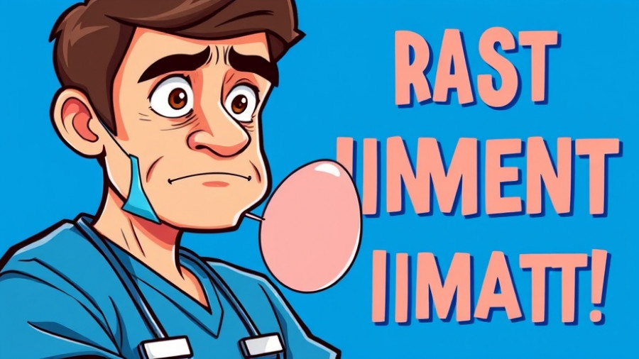 Surgeon examining breast implants stuck in armpits illustration