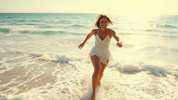 Joyful women running on the beach, related to GLP-1 drugs obesity rate.
