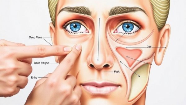 Facial anatomy education highlighting Deep Plane Facelift.
