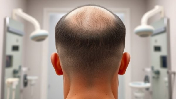 Hairline refinement improvements on a man's head in a clinic setting.