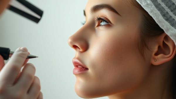 Woman receiving Ozempic face treatments profile examination.
