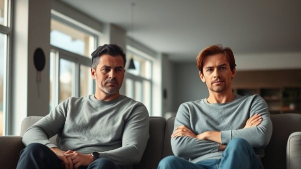 Tense couple on sofa, discussing modification of spousal maintenance.