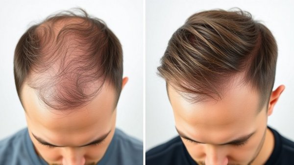 Restoring coverage in cosmetic procedures: before and after hair restoration.
