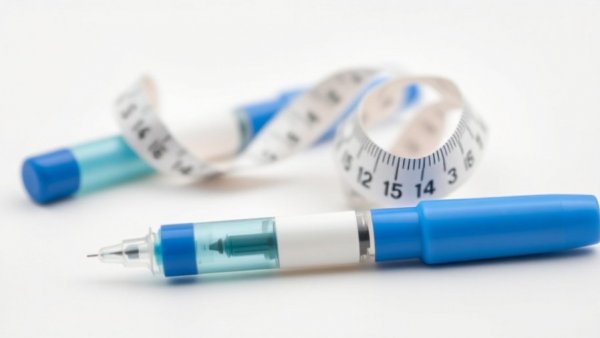 Insulin pens and measuring tape for GLP-1 shot guidance.