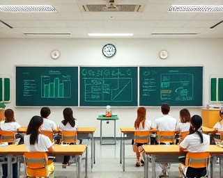 educational hub infographic, resourceful, illustrating systems, photorealistic, university classroom with chalkboards and students, highly detailed, shifting diagrams and animated figures, 4k resolution, colorful palette, natural daylight, shot with a 40mm prime lens.