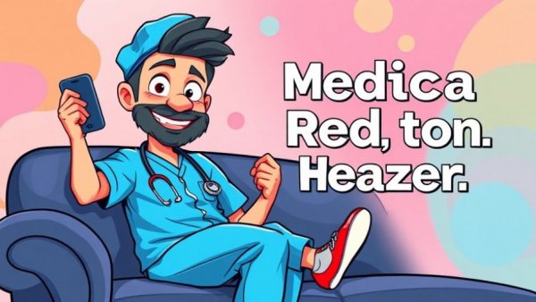Cartoon surgeon relaxing with phone depicting disturbing things in medicine.