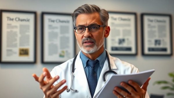 Medical professional explaining cosmetic procedures in modern office.