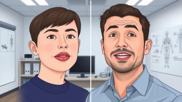 Lip lift cosmetic surgery comparison with speaker in studio.