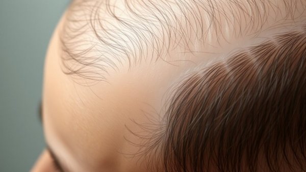 Detailed view of hair transplant pattern and explanation.