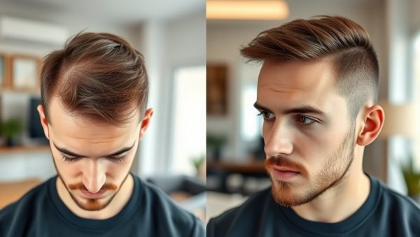 Hair transplant results six months progress.