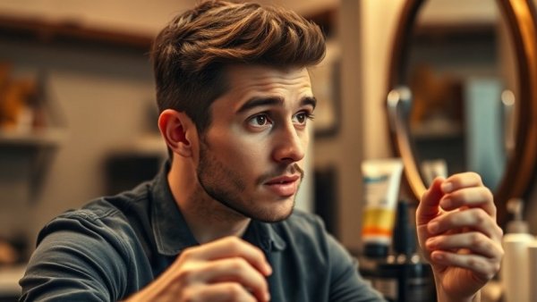 Young man talks about finasteride and minoxidil in casual setting.