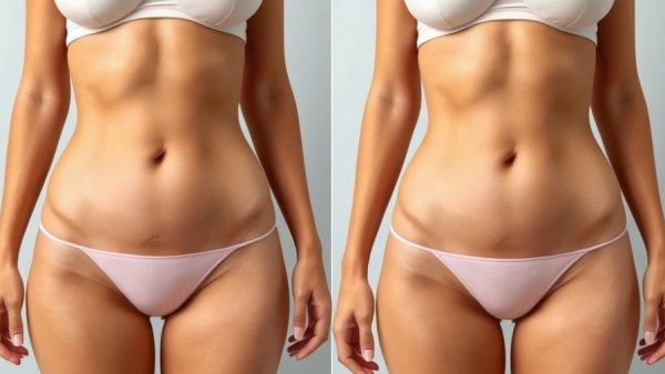 Before and after tummy tuck showing surgery techniques transformation.