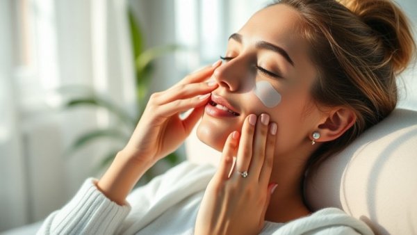 Woman applying skincare patches in soft sunlight, K-Beauty vs. J-Beauty.
