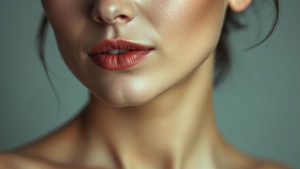 Elegant close-up of woman's lower face highlighting jawline enhancement.
