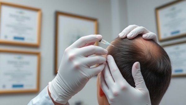 Professional treatment to prevent hair loss in clinic setting, detailed.