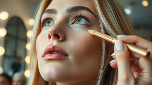 Model receiving makeup application with a top-rated concealer.