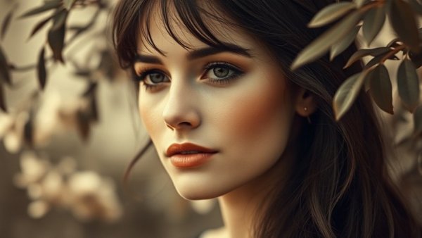 Black and white portrait of a woman with minimal makeup