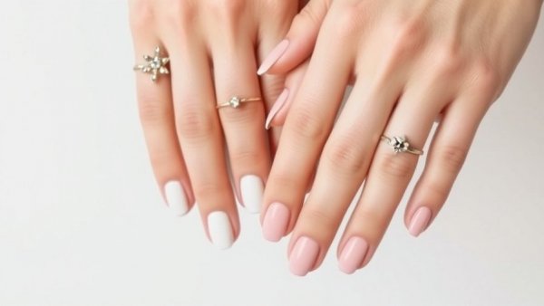 Stylish nail polish in white and pink for mood boost