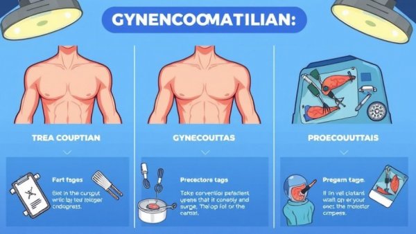 Educational infographic detailing steps of gynecomastia surgery.