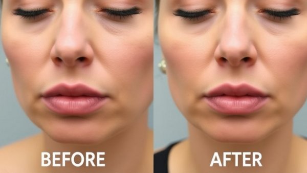 Bullhorn lip lift before and after comparison and explanation.