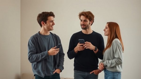 Casual interaction in a minimalist indoor setting.