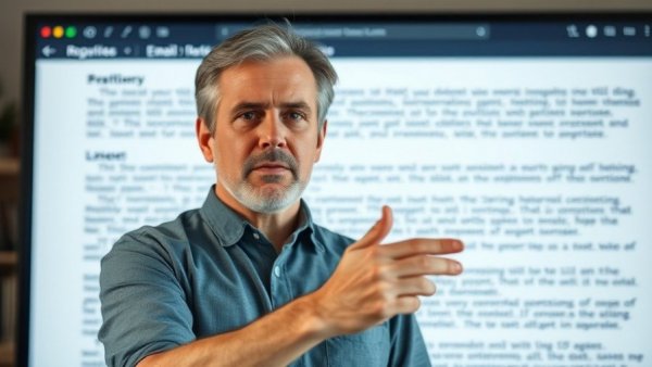 Mid-aged individual highlighting email on physician accountability in aesthetics.