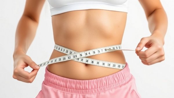 Fit woman measuring waist with tape, assessing body contouring.