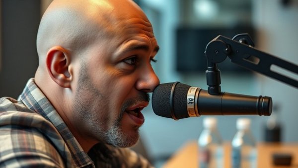 Man discussing 'Is Plastic Surgery Stressful?' on a podcast.