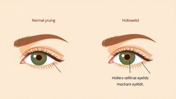 Illustration showing eyelid surgery benefits and risks with volume comparison.