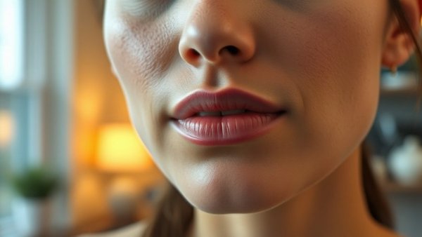 Lip Lift Swelling visible in close-up image of woman.