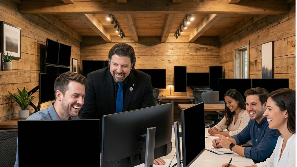 authority system architect, analytical, drafting a network design, photorealistic, in a futuristic data facility with holographic displays, highly detailed, with dynamic data streams, monochrome with neon accents, focused spotlights, shot with a wide-angle lens.