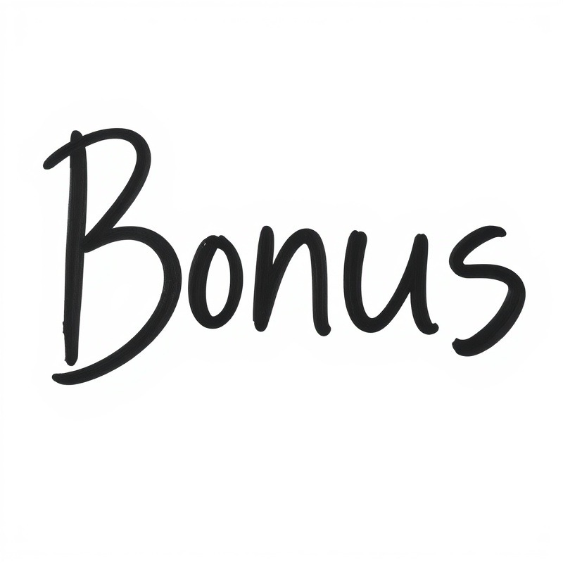 Large black letters 'Bonus' on a white background for promotional content.