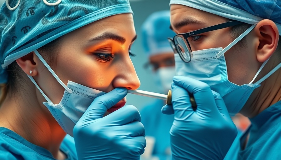 Rhinoplasty options: Surgeon prepares for procedure on young woman.