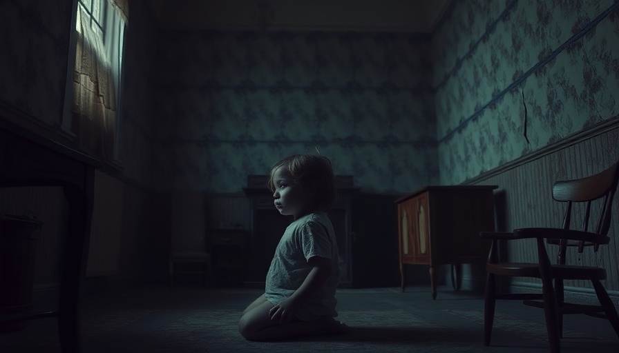 Child in a dimly lit room symbolizing child neglect.