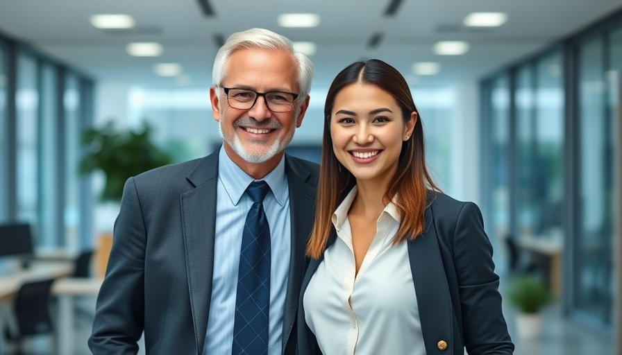 Professional portrait, man and woman in office setting, child support fairness.