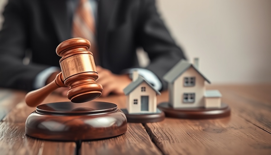 Conceptual image of divorce mortgage with gavel splitting a house.