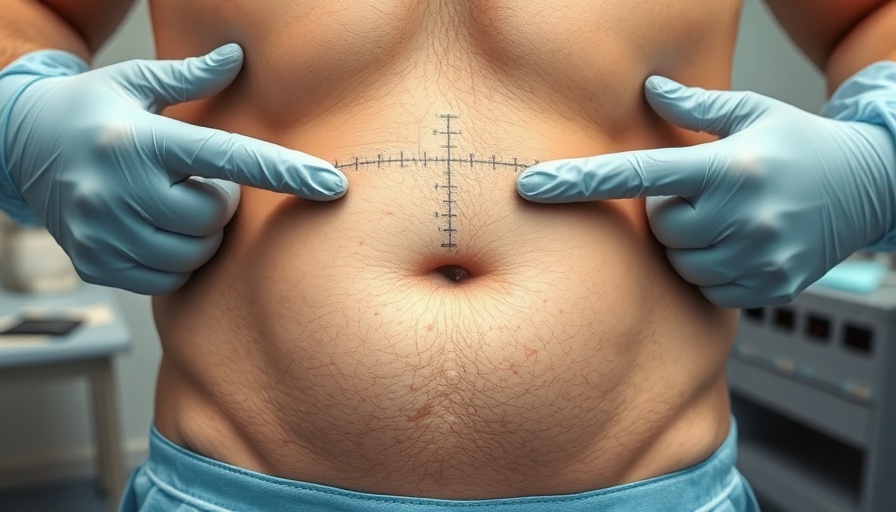 Surgical markings on torso, liposuction vs tummy tuck discussion.