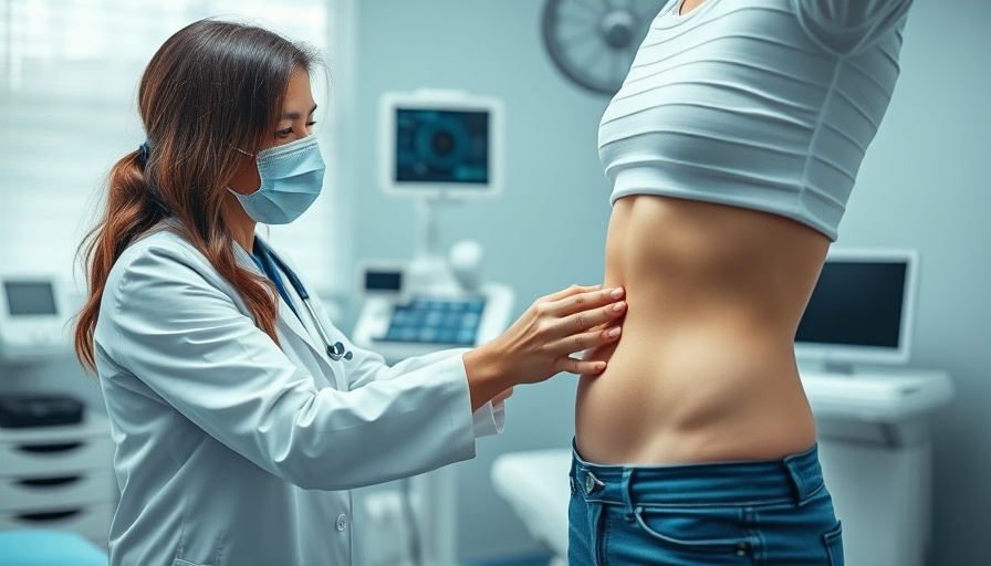 Doctor marking patient for liposuction in clinic setting.