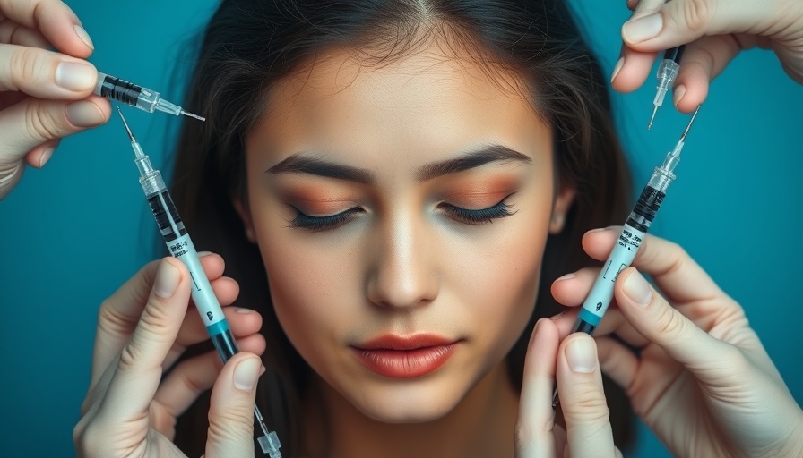 Woman surrounded by syringes representing filler treatments debate.