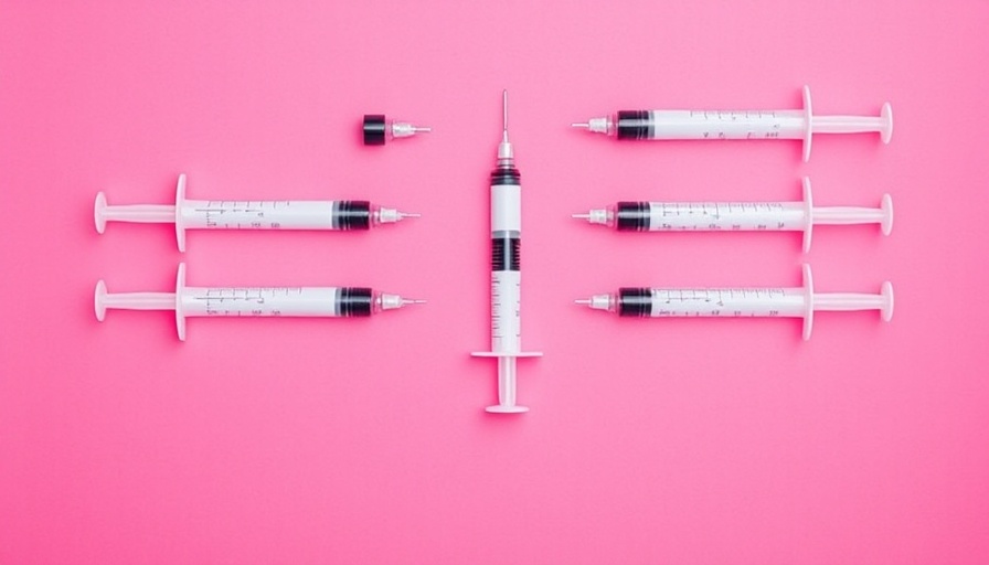 Syringes displayed on pink backdrop, highlighting injectable fillers.