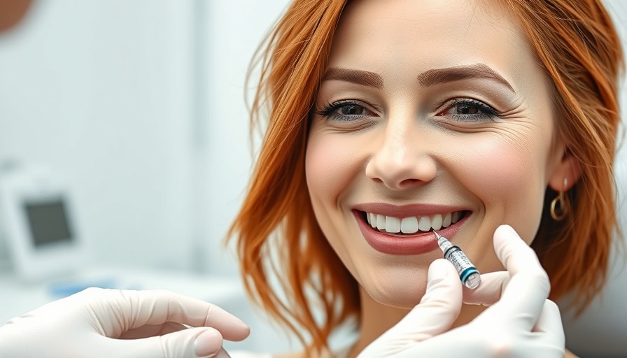 Smiling woman receiving neuromodulator injection, reflecting psychosocial implications.