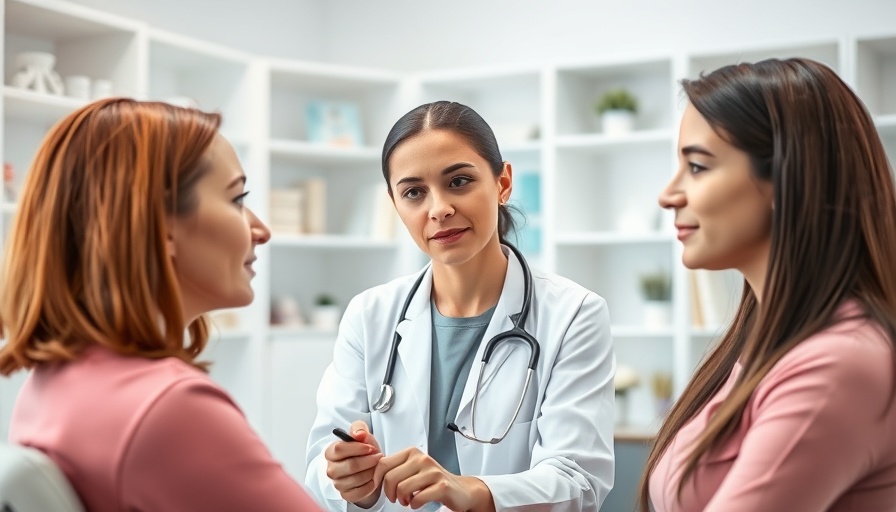 Doctor examines patient for axillary breast removal in clinical setting.