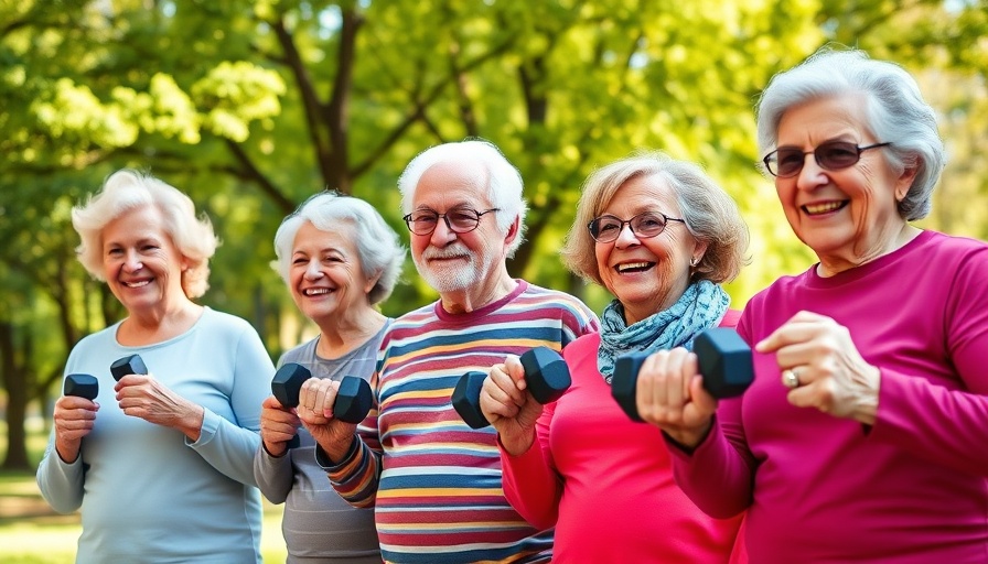 Falls Prevention Conversation Guide flyer with elderly group exercising.