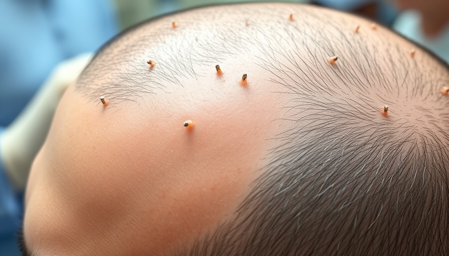 Scalp with FUE transplant incisions in clinical setting.