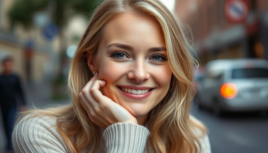 Blonde woman with relaxed expression, illustrating mini cheek lift.