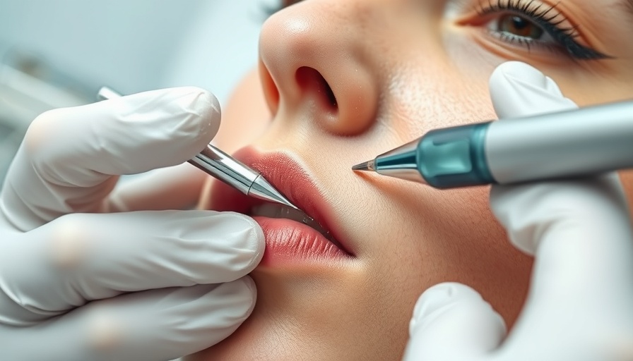 Lip liner tattoo benefits illustrated in a clinic setting.