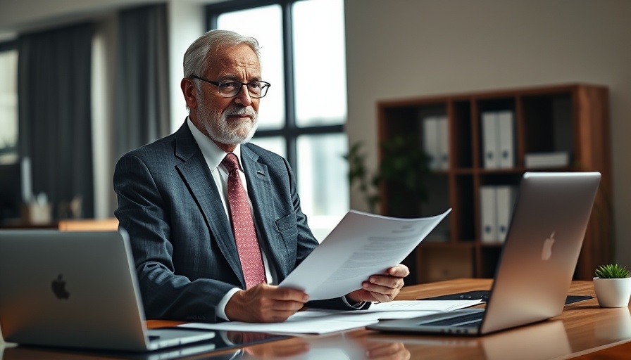Elderly lawyer explaining legal documents in an office setting for elder law.